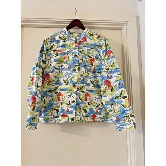 1X Woman CJ BANKS Palm Beach Vacation Tropical Island Button‎ Down Summer Jacket - Picture 1 of 7